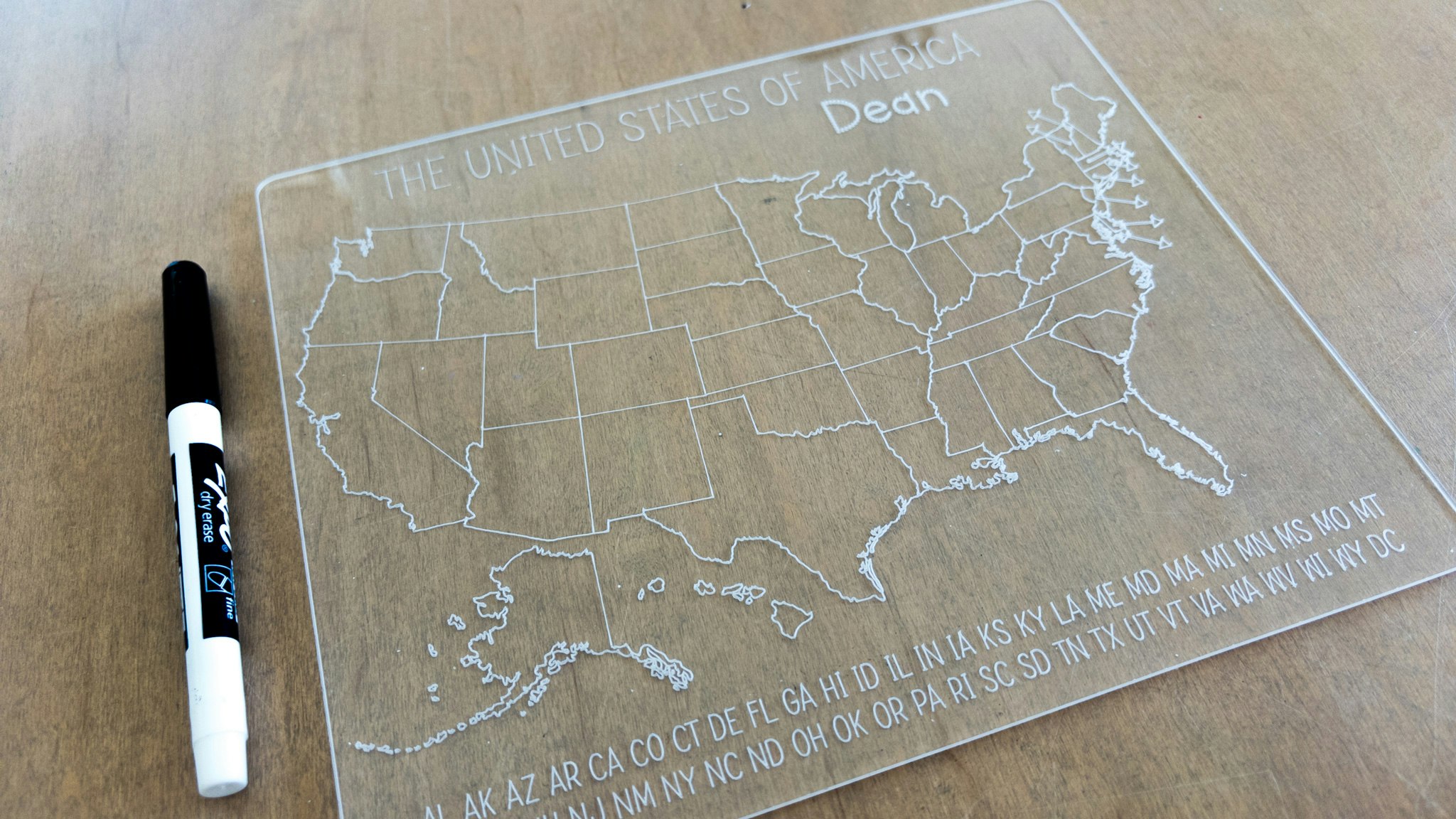 Tracer Board Map of the US