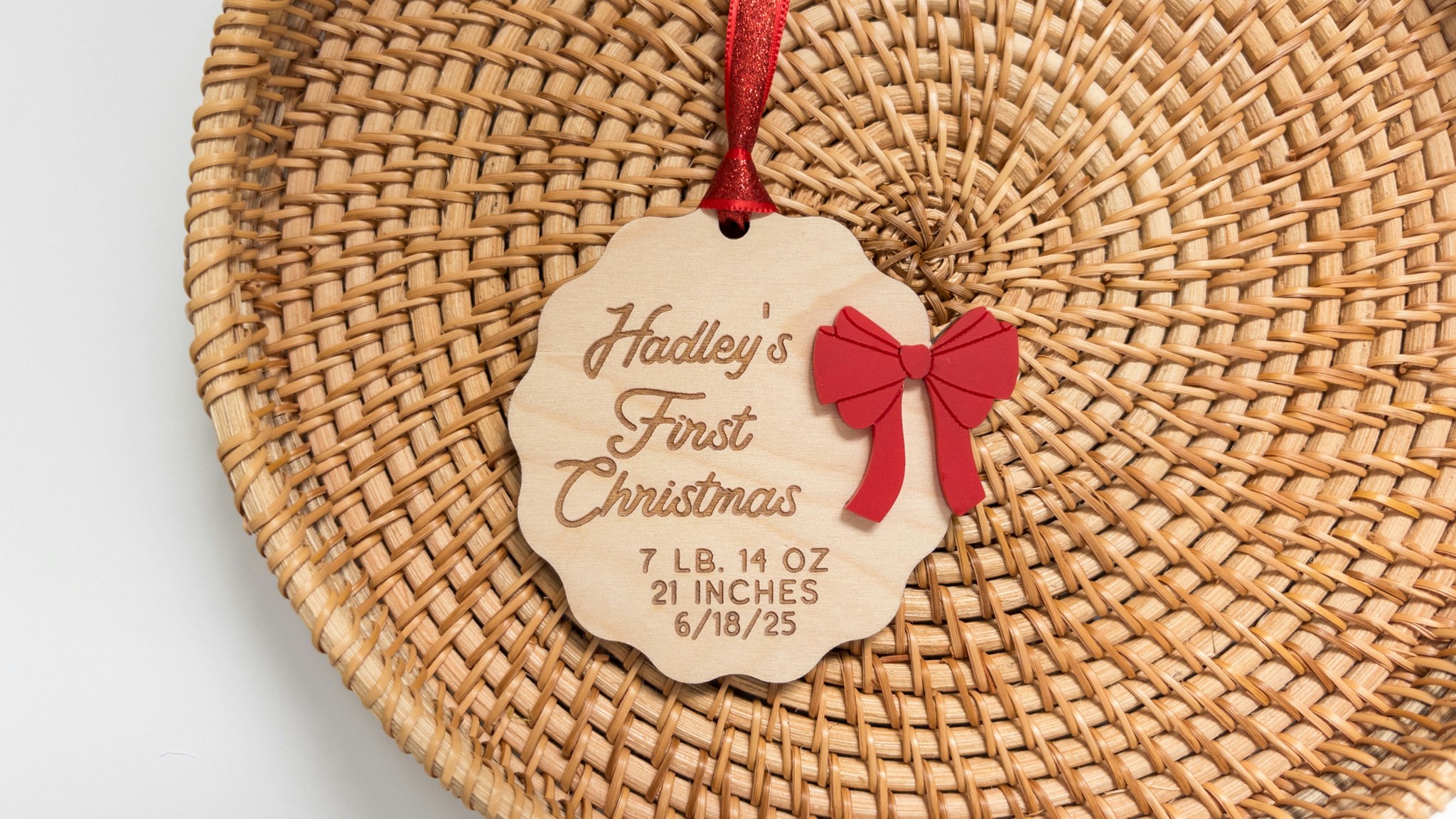 Scallop Bow First Christmas Ornament