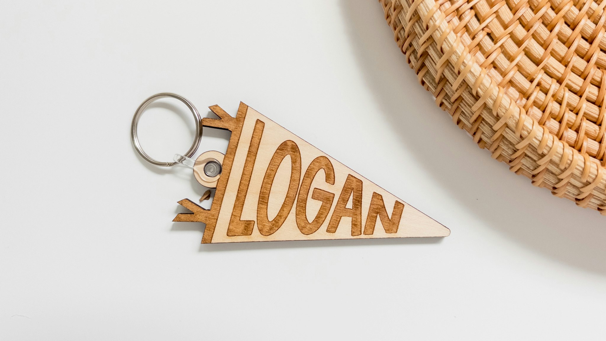 Engraved Pennant Flag Keychain