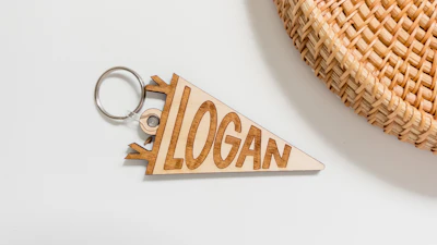 Engraved Pennant Flag Keychain