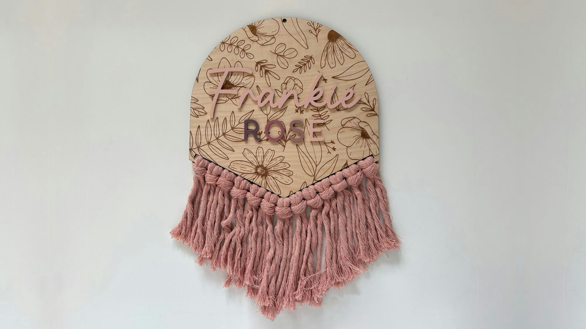 Floral Macrame Sign Decor