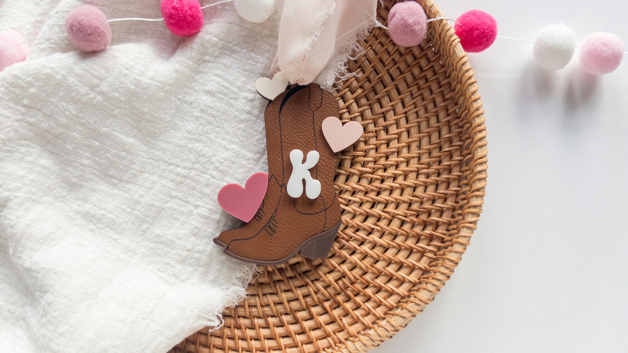 Cowboy Boot Heart Basket Tag