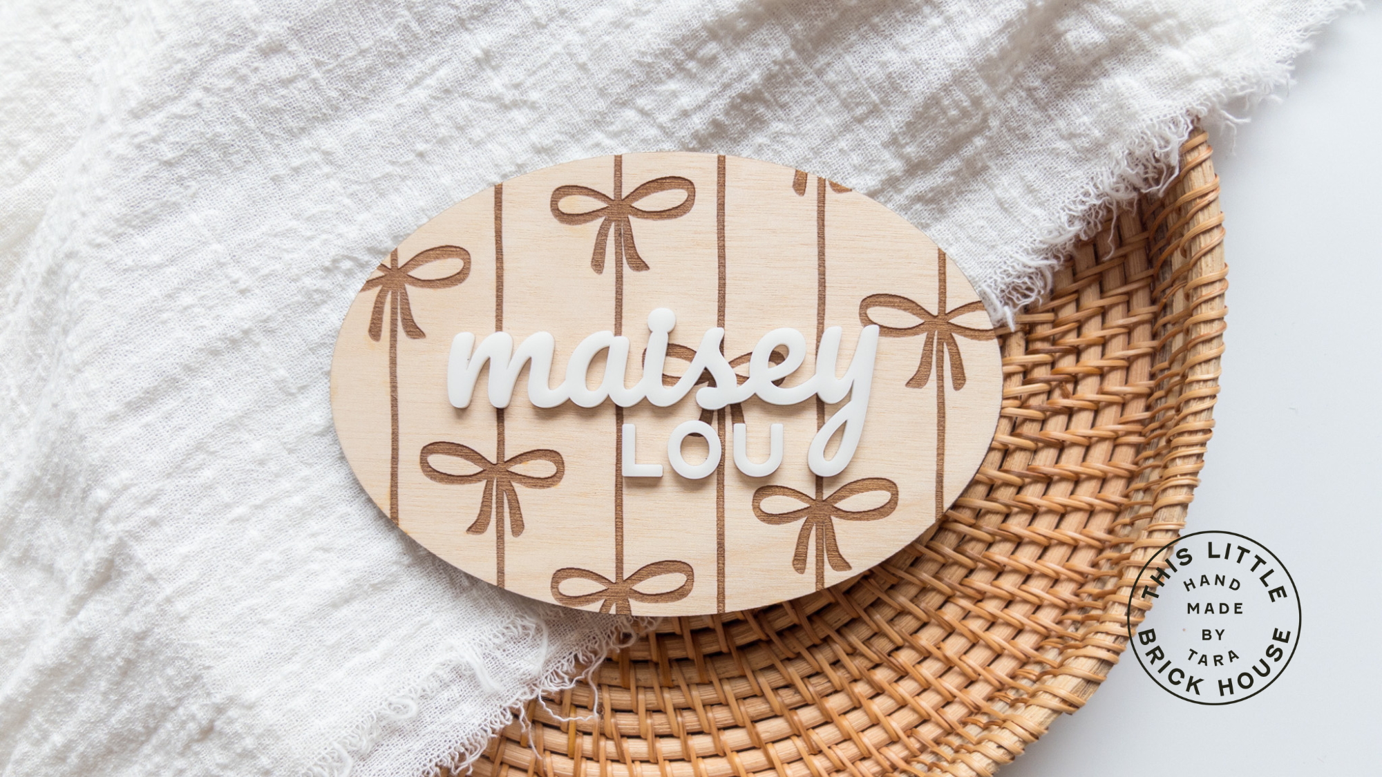 Engraved Bow Name Sign