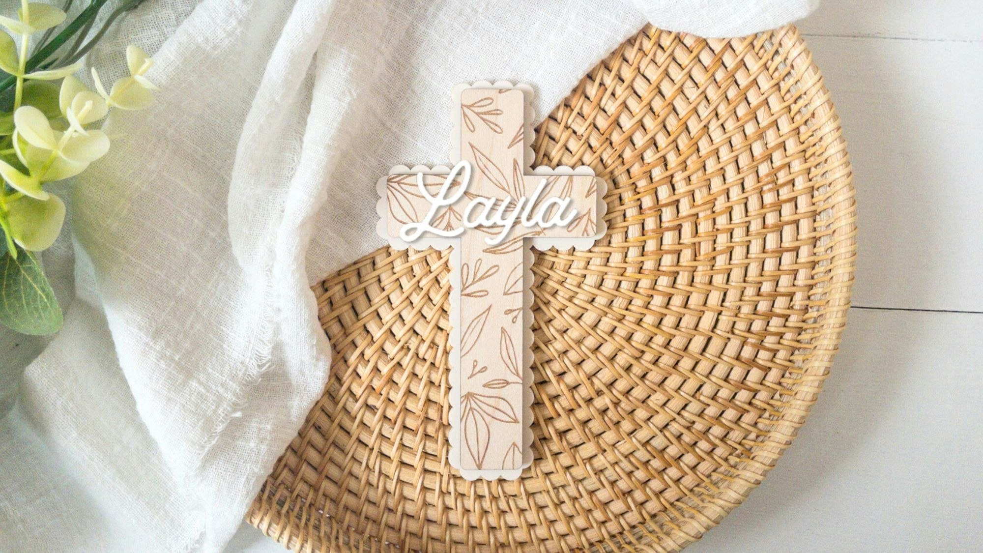 Floral Cross with Name