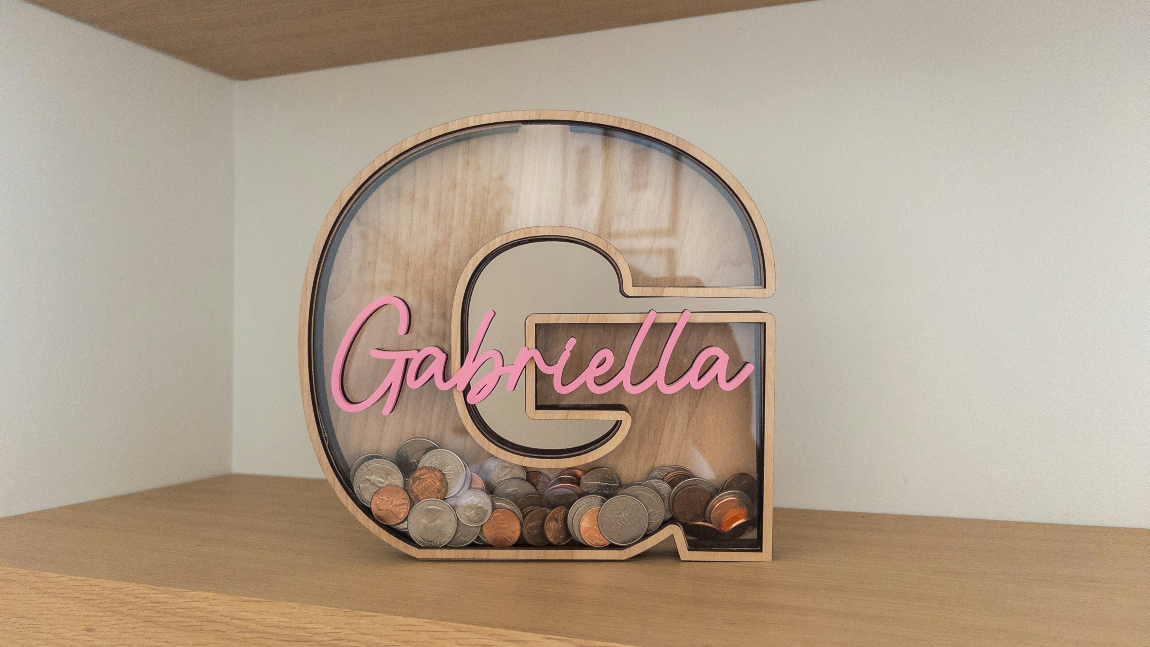 Piggy Bank Initial with Name