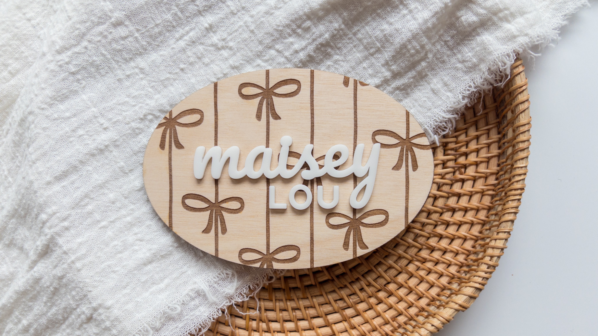 Engraved Bow Name Sign