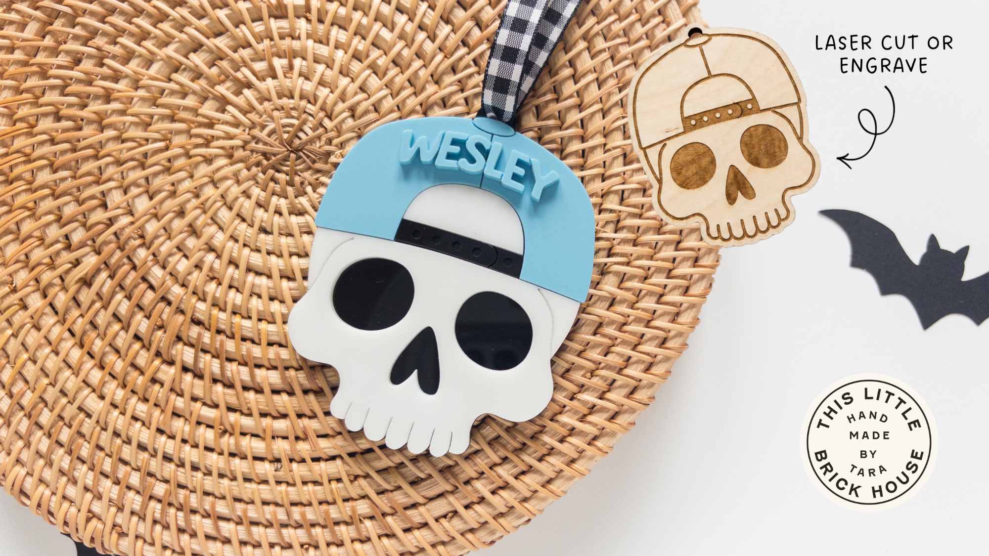 Snapback Skull Halloween Basket Tag