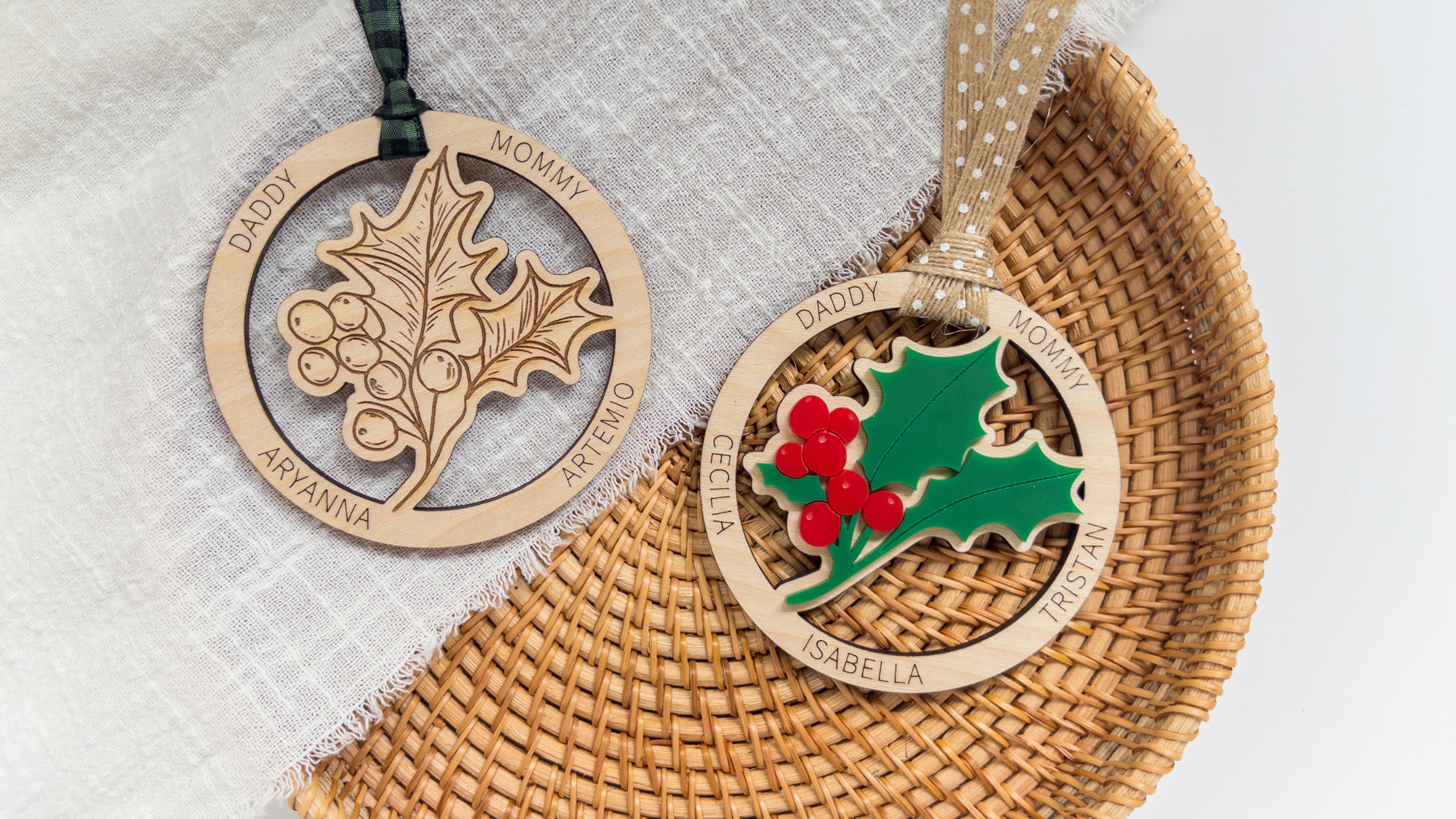 Holly Family Name Ornament