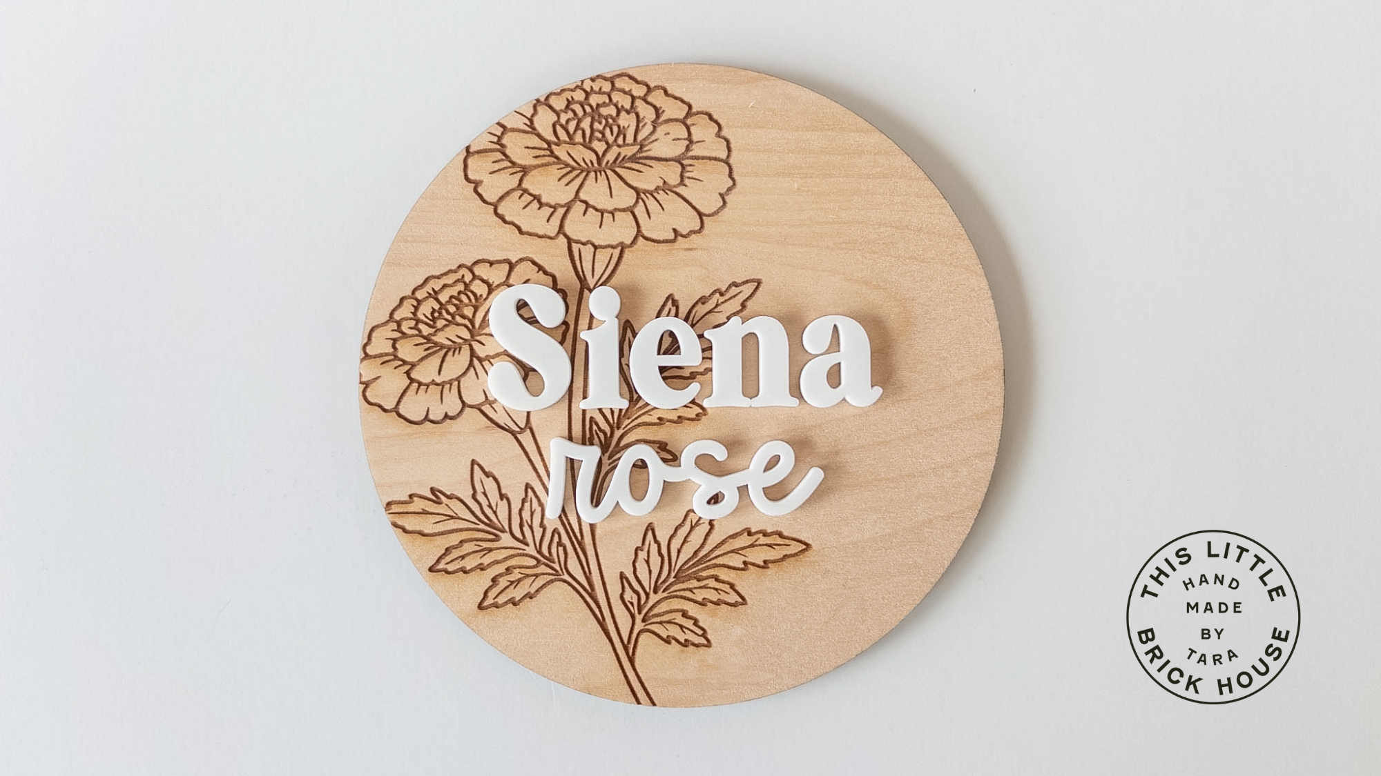Birth Month Flowers Newborn Name Sign