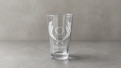 Personalized Botanical Crest Pint Glass Engraving