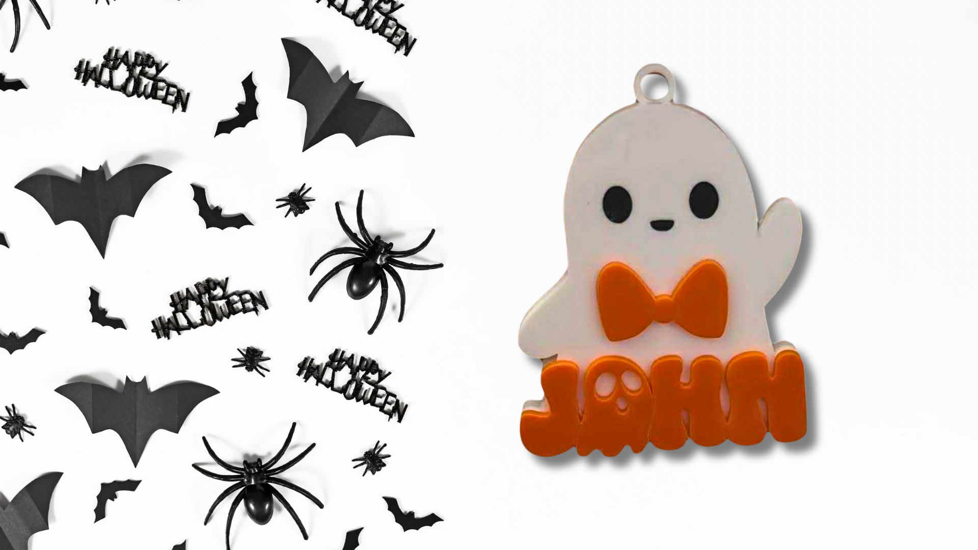 Ghost with Bow Tie Bag Tag/Ornament