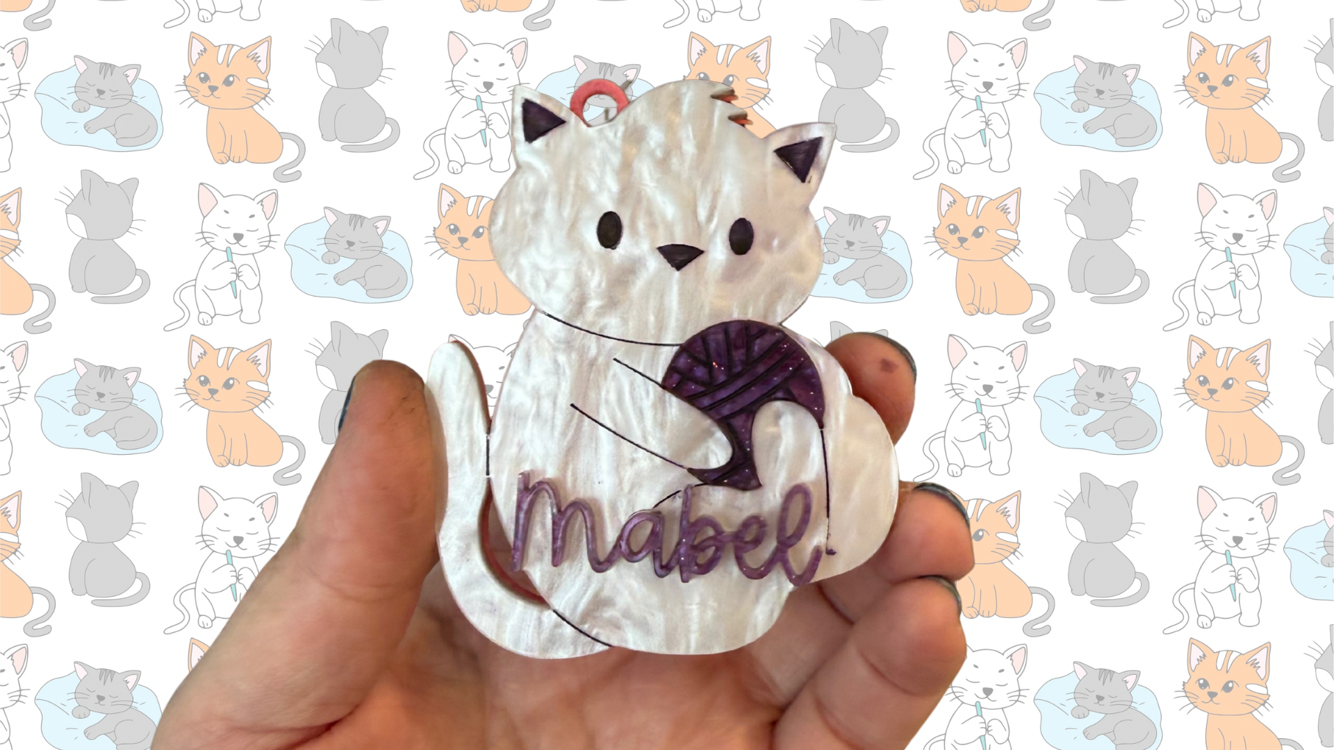 Cat with Yarn Bag Tag/Ornament