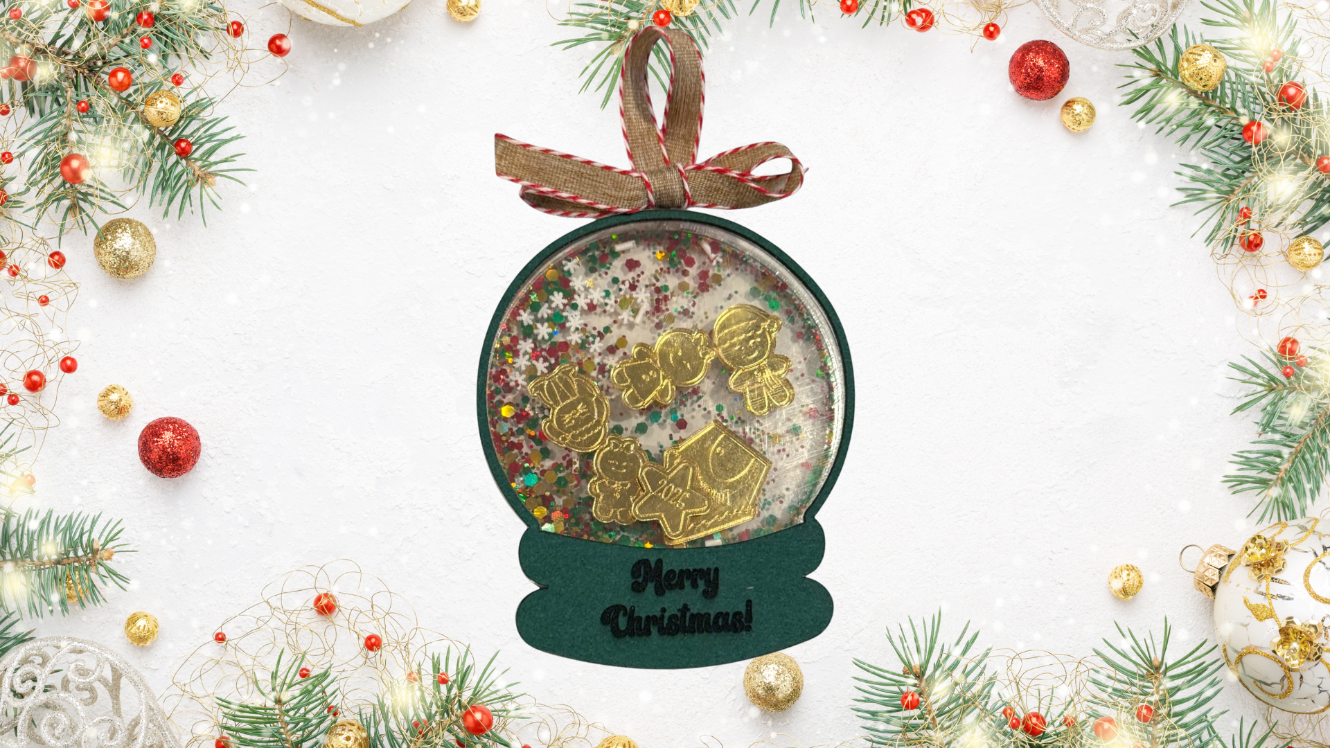 Gingerbread Family Snow Globe Ornament 