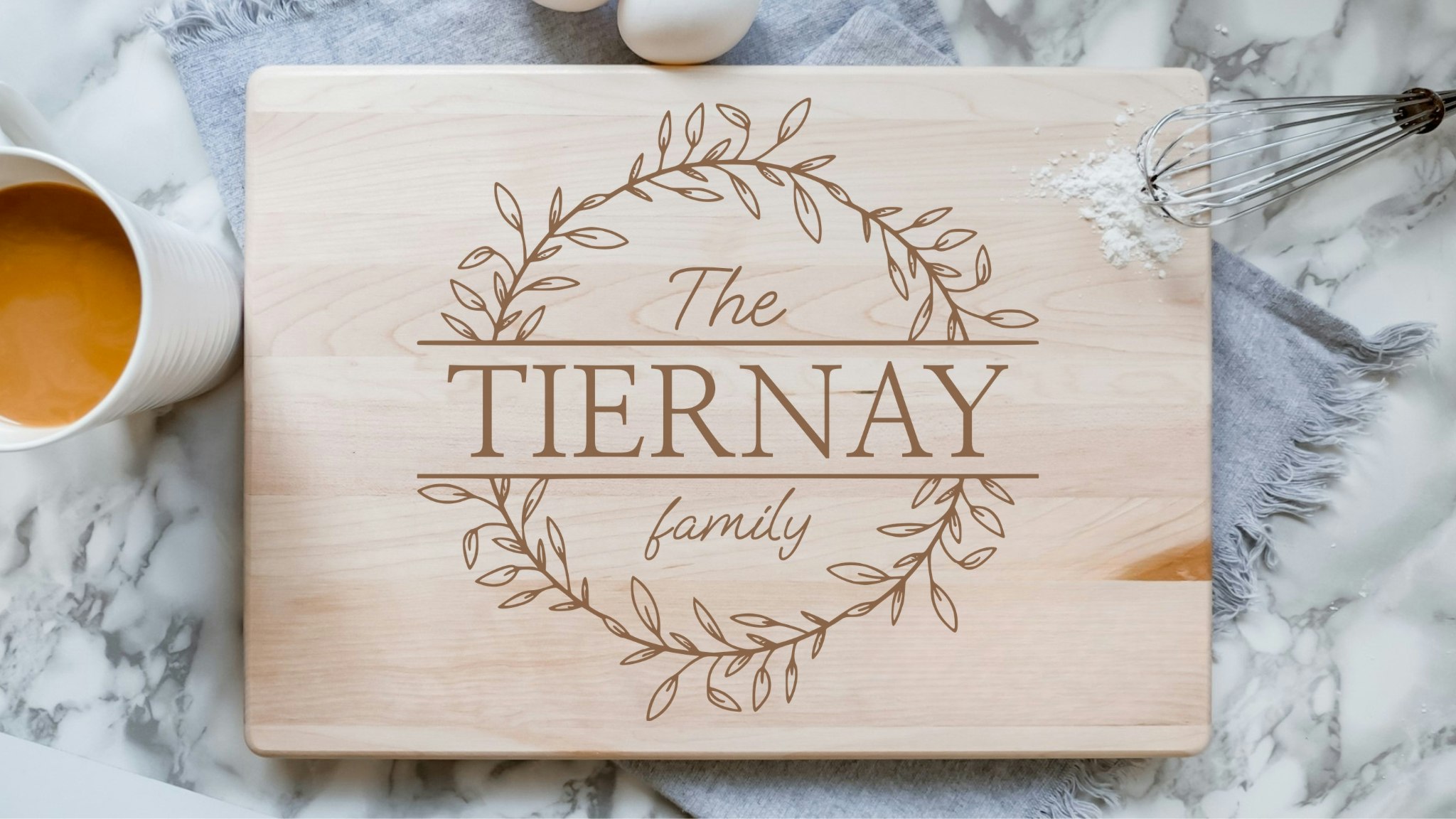 Family Name Leaf Wreath Engraving File