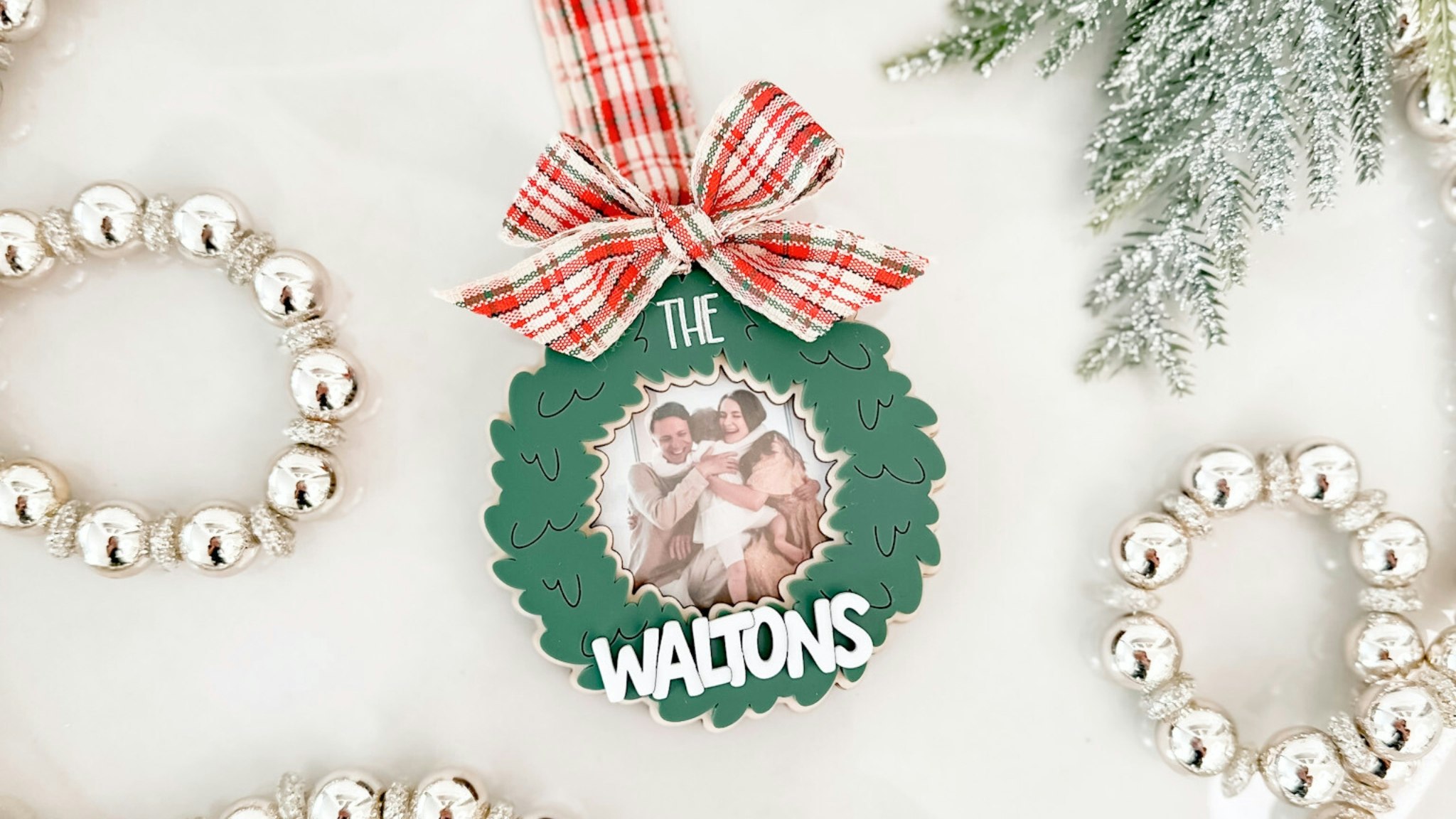 Family Wreath Photo Ornament