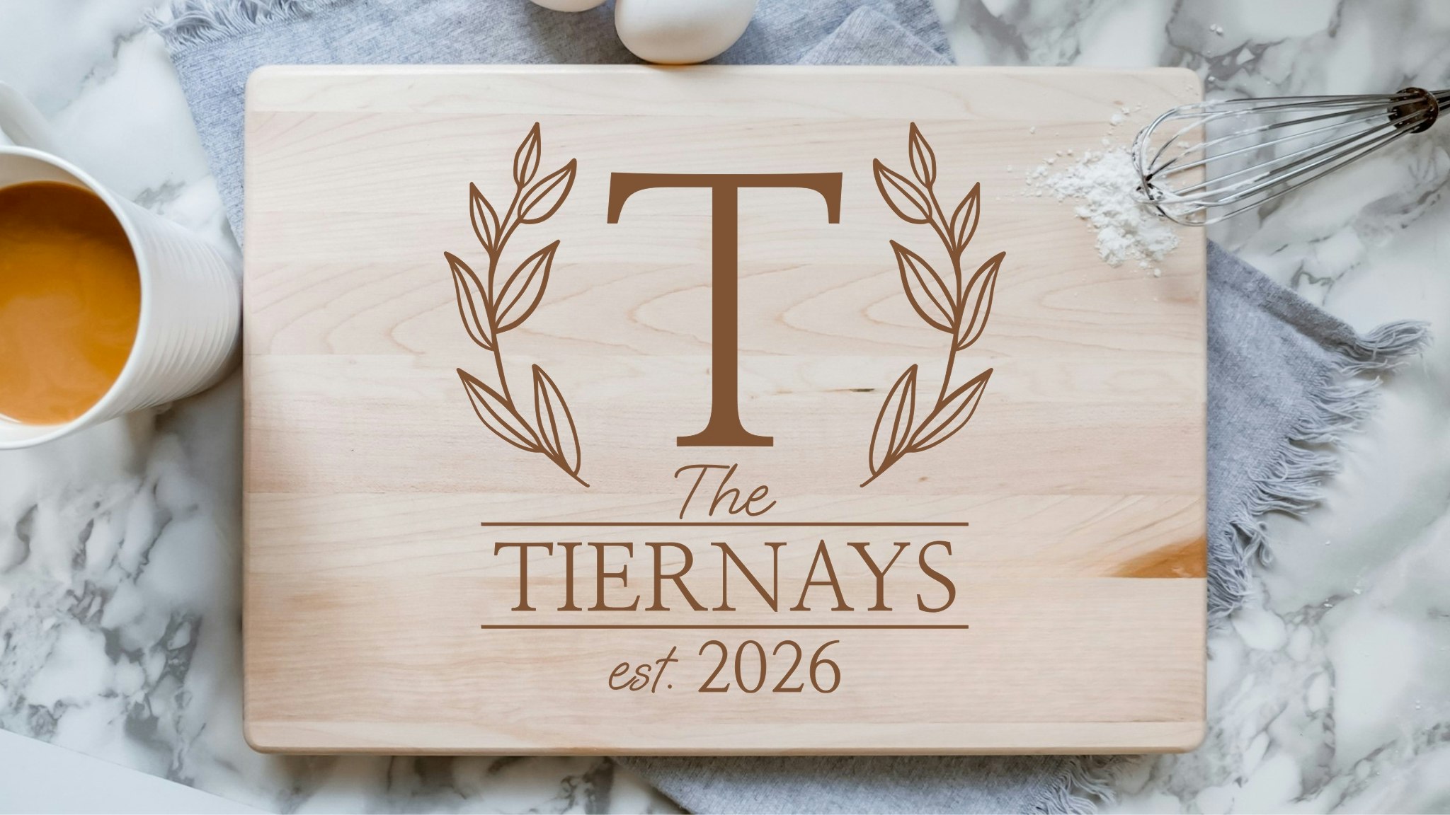 Monogram Leaf Engraving Template