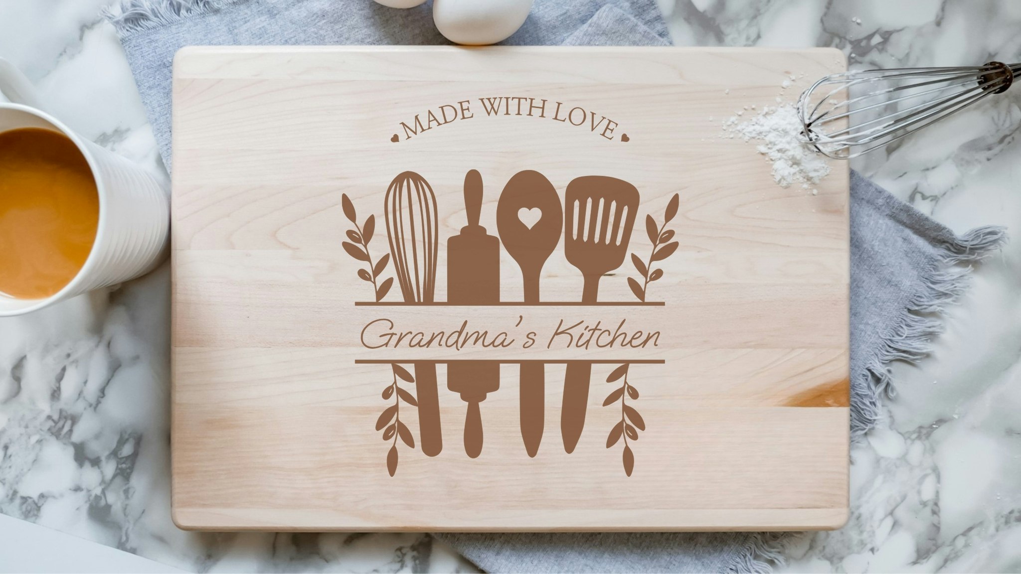 Made With Love" Kitchen Cutting Board Engraving File