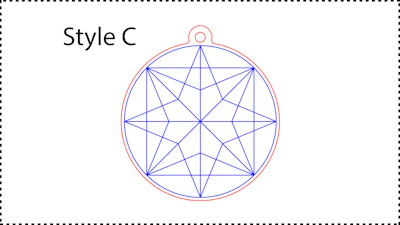 ••• Style C ••• Enter the outer Diameter you want. A good size is between 2.5" and 3.5". You can also resize the HoleDiameter. A good size is between 0.125" and 0.25". You can also change the colors if you need to.
