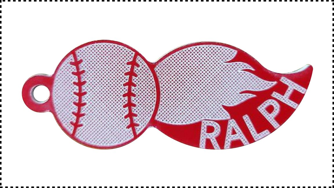 Softball with Flame BagTag
