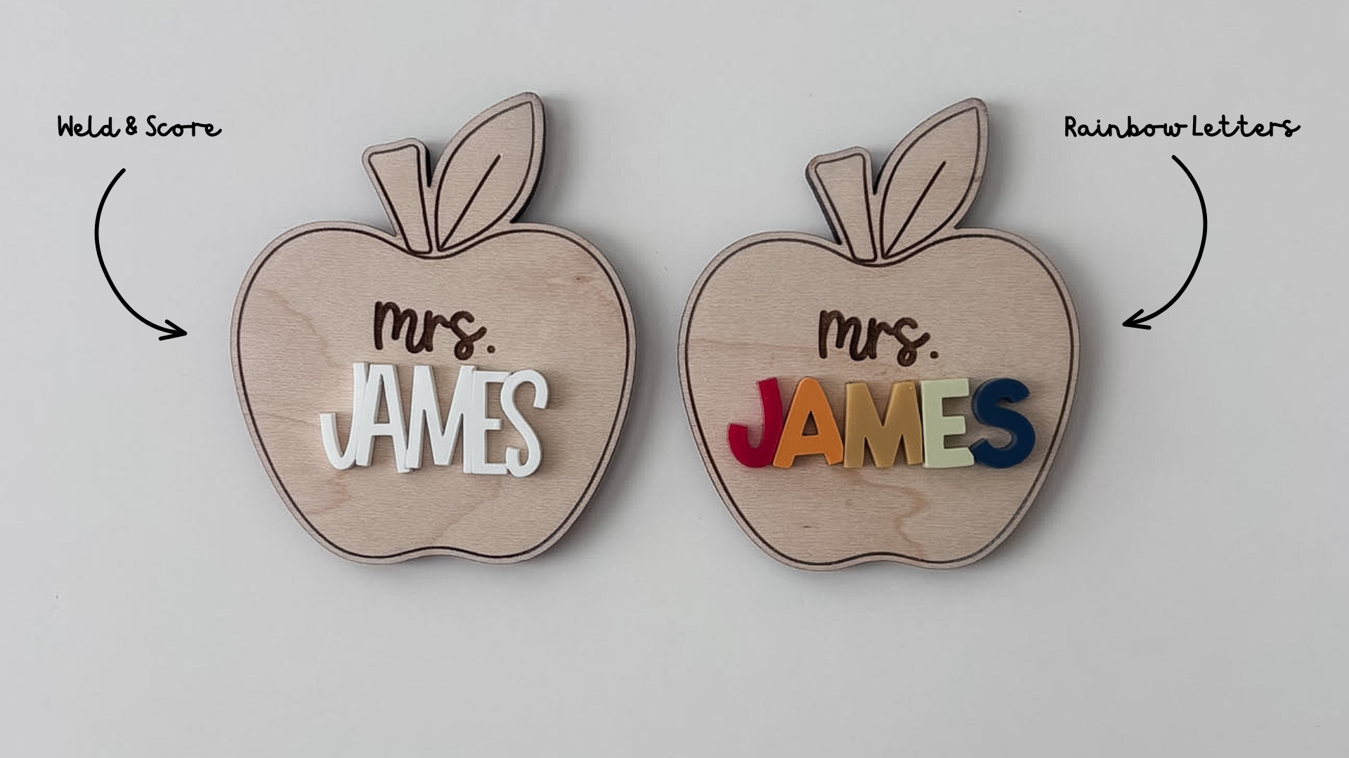 Apple Teacher Magnet: Rainbow Letters/Weld & Score