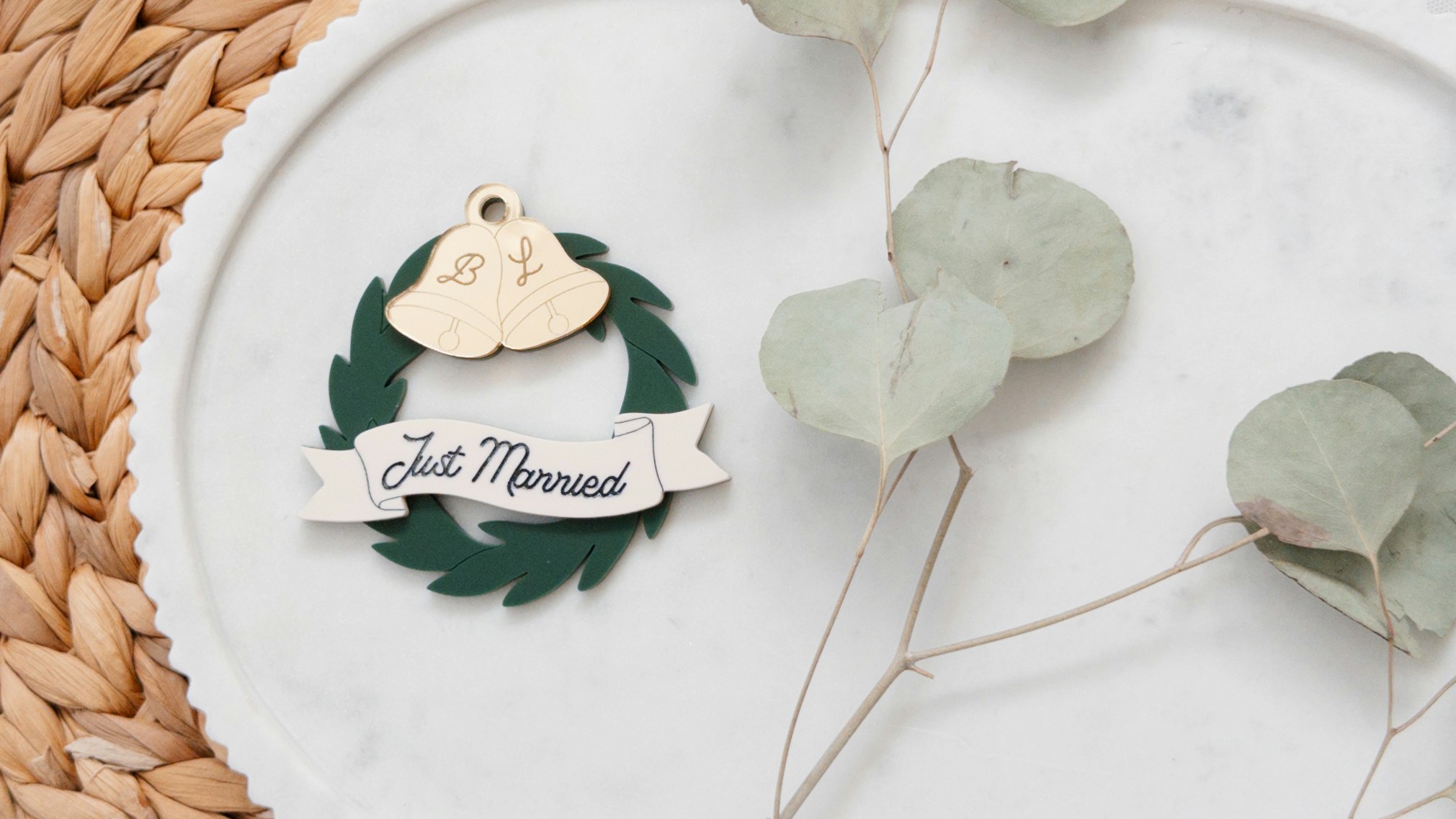 Newlywed Wreath Christmas Ornament
