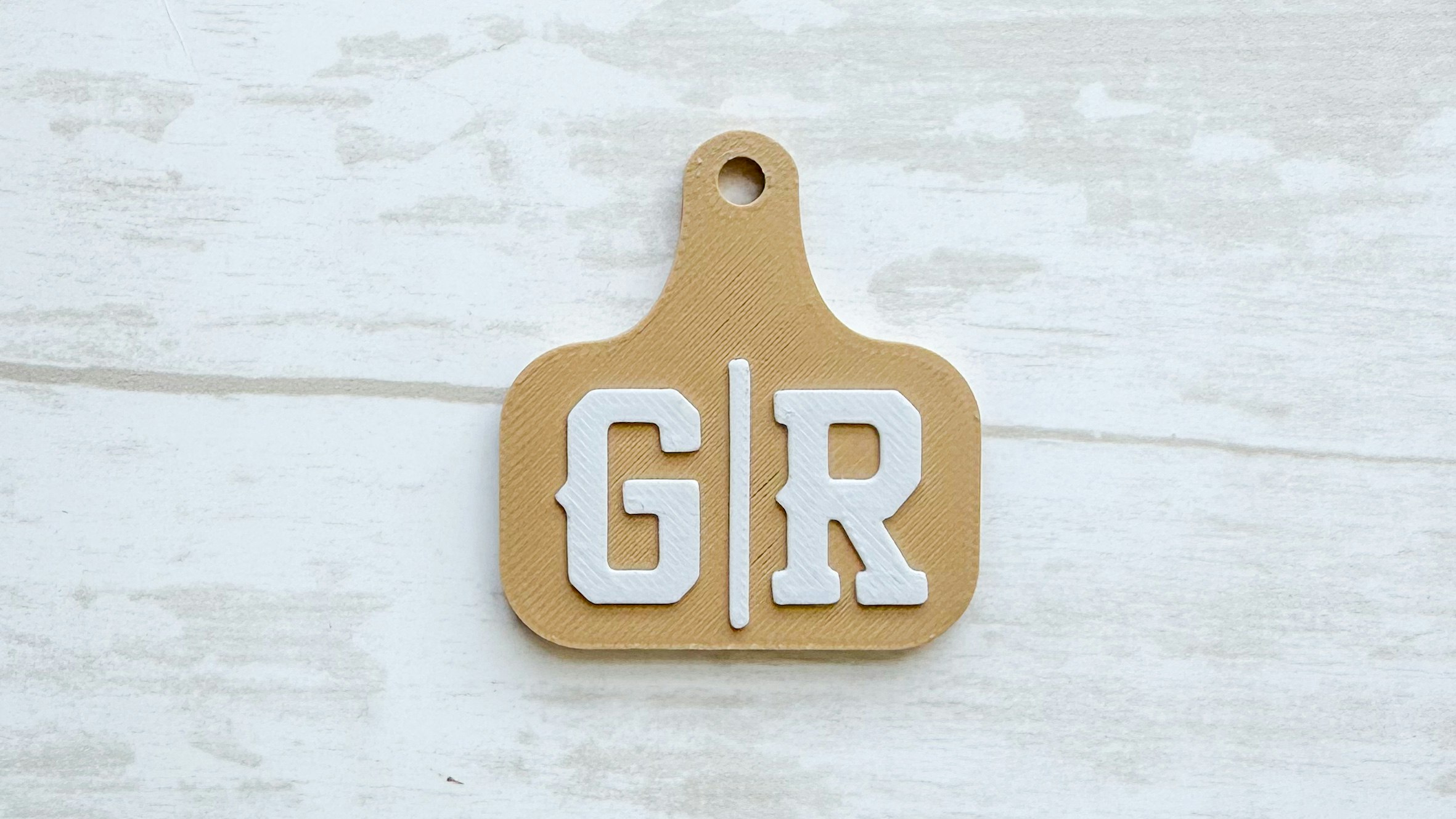 Western Cow Ear Tag with Initials 3D Print