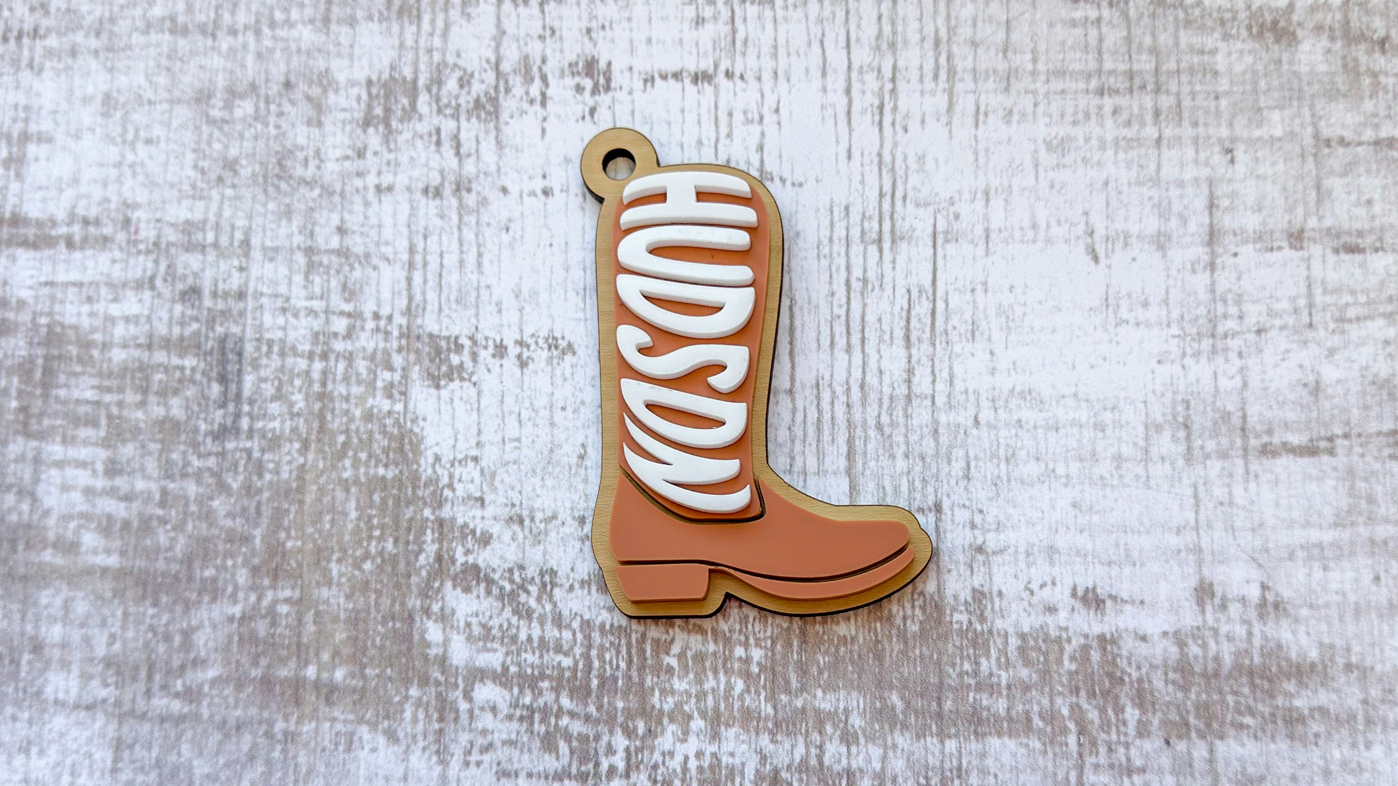 Western Cowboy Boot Name Keychain 