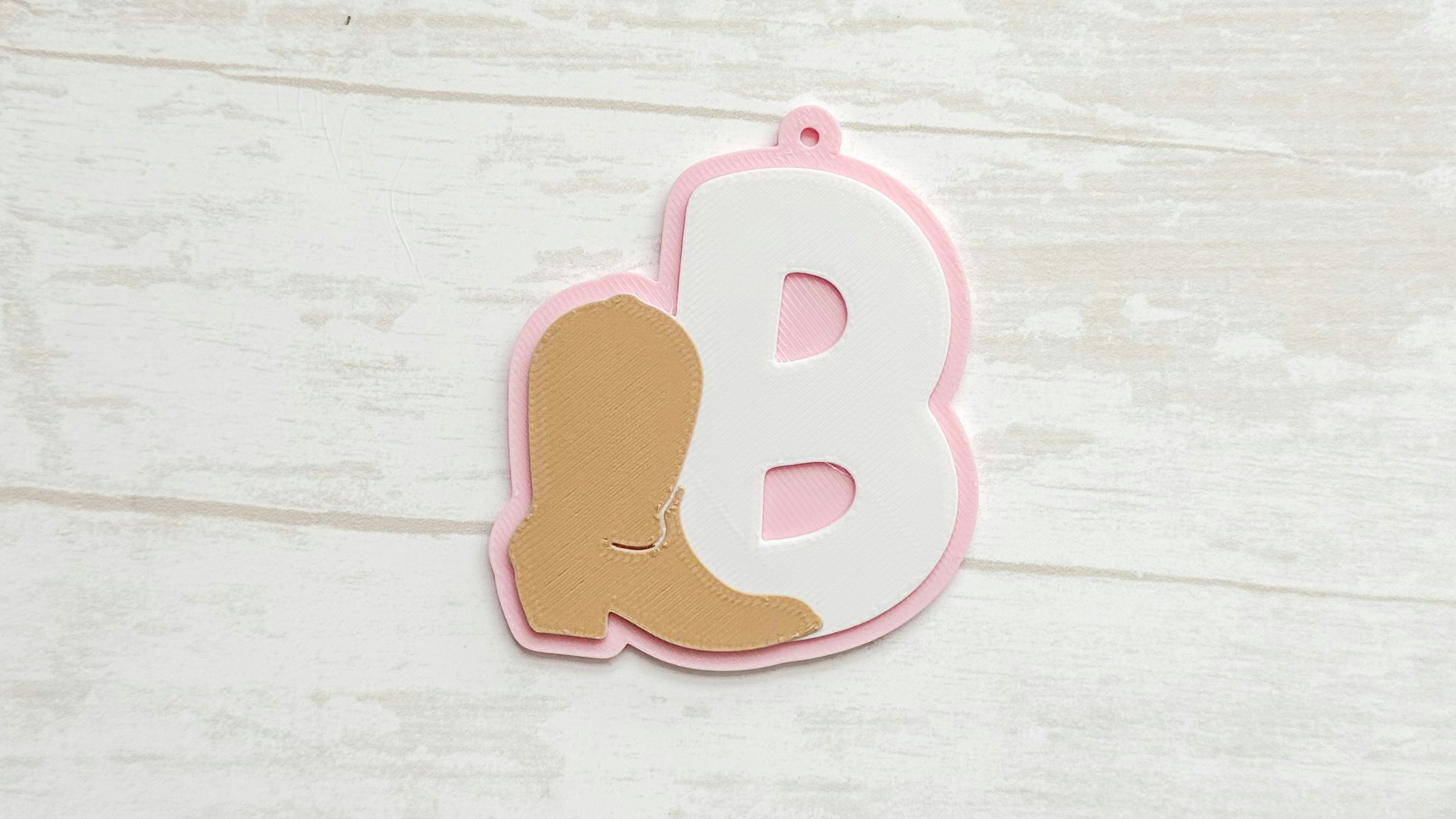 Western Cowboy Boot Initial Key Chain 3D Print