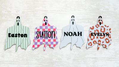 Retro Ghost Name Tag 3D Print