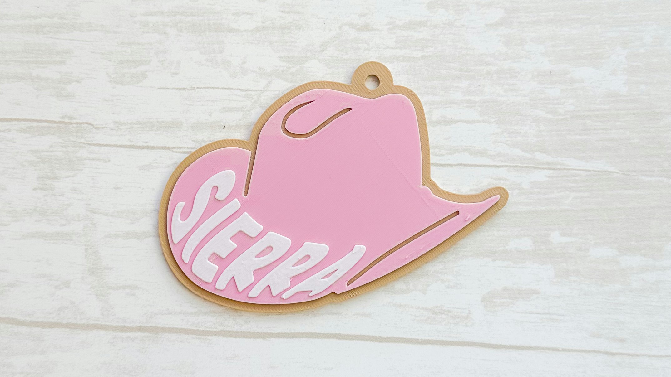 Western Cowboy Hat Name Keychain 3D Print