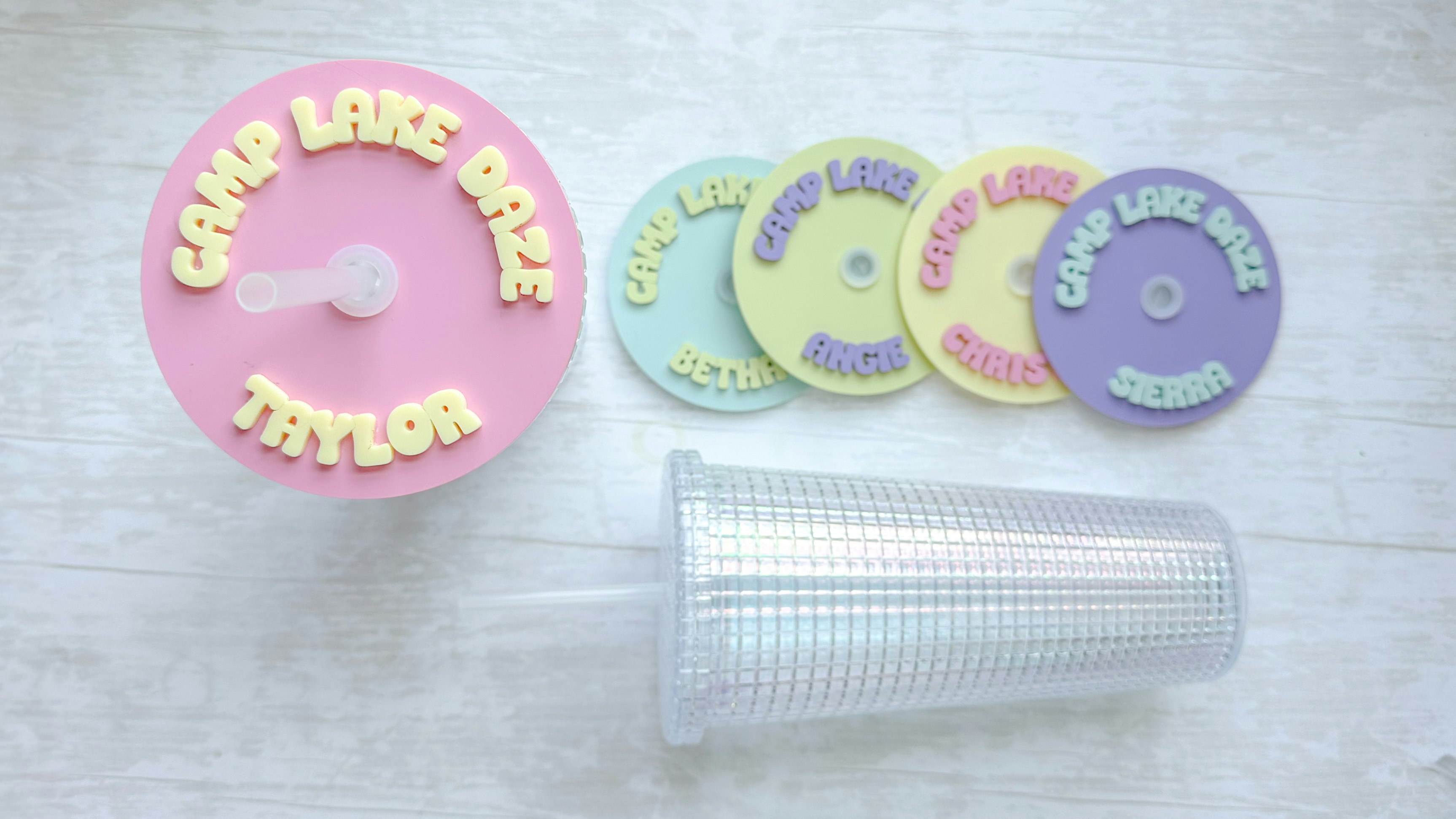 Tumbler Topper Center Straw with Text SVG and 3D Print