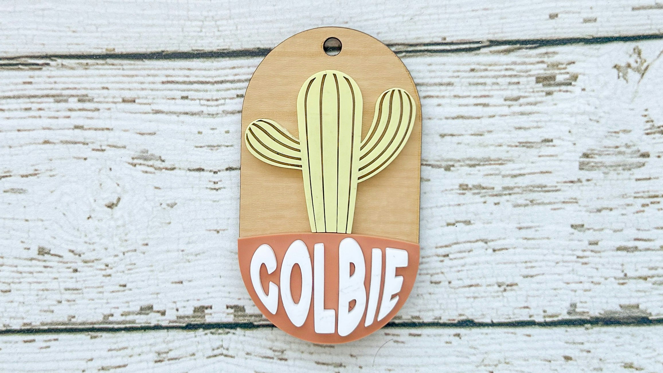 Western Cactus Name Keychain