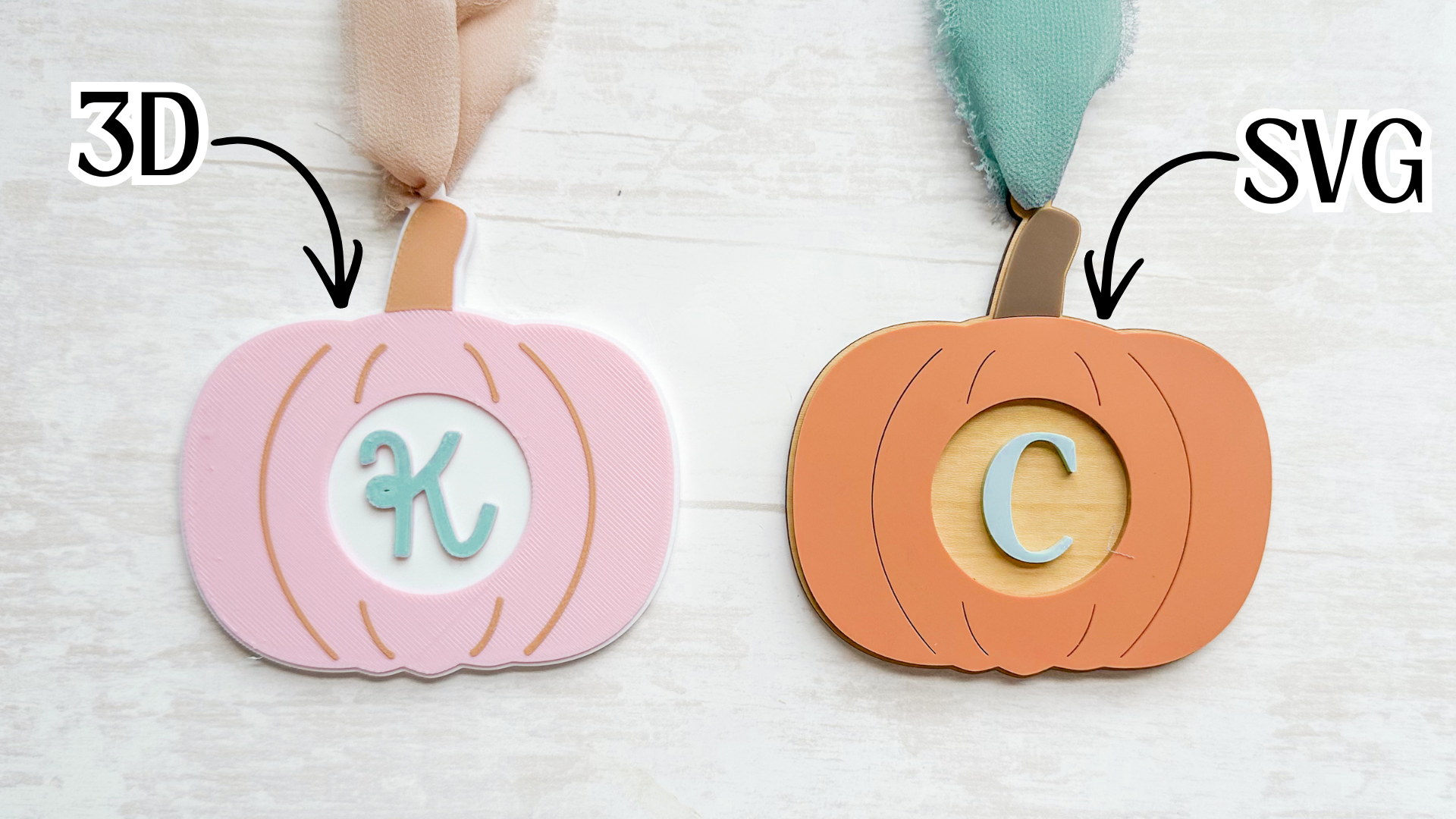 Elegant Pumpkin with Initial SVG and 3D Print