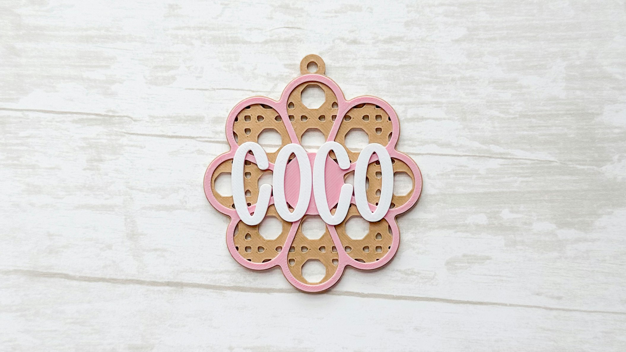 Rattan Flower Name Keychain 3D Print