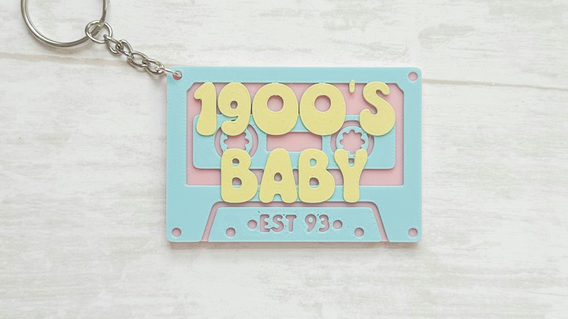 1900's Baby Cassette Keychain 3D Print