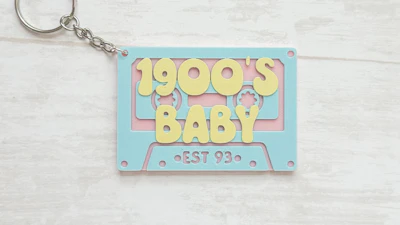 1900's Baby Cassette Keychain 3D Print