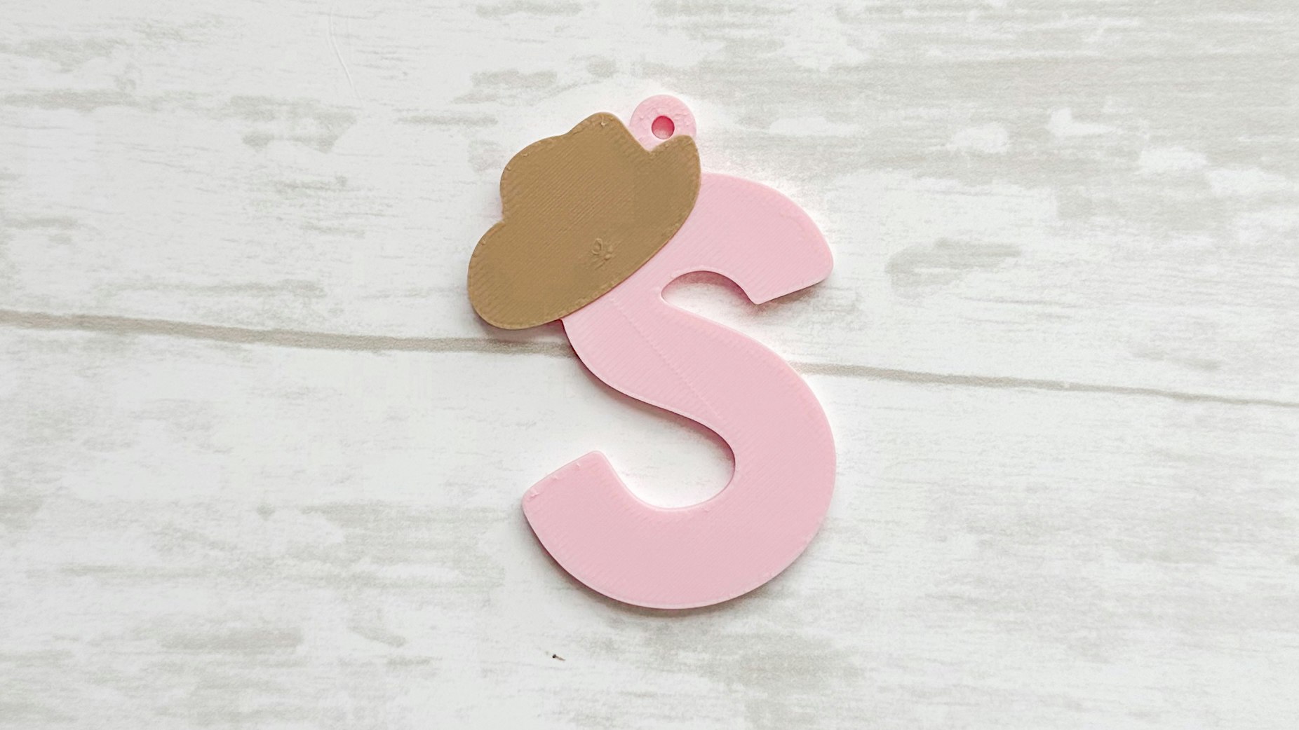 Western cowboy hat initial keychain bag tag 3D Print
