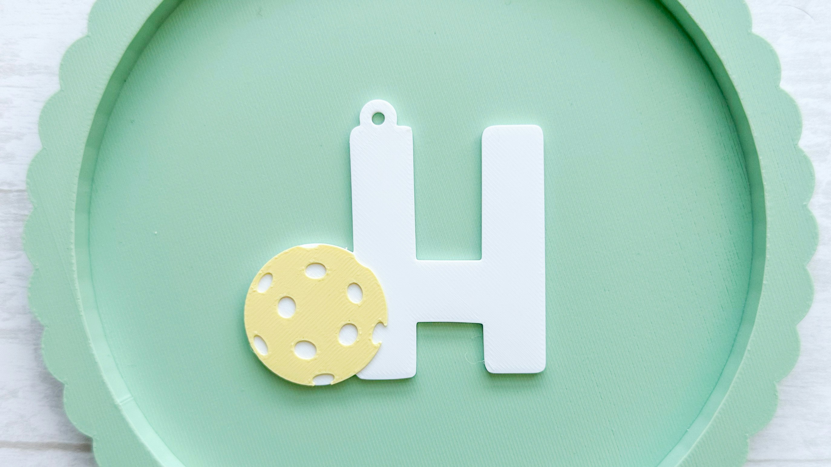 Pickle Ball Initial or Number Bag Tag 3D Print