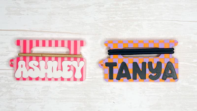 Checkered Stripe Name Hair Tie Holder 3D Print
