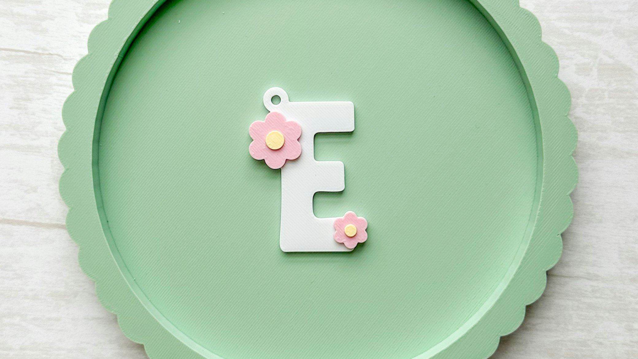 Flower Initial Keychain 3D Print