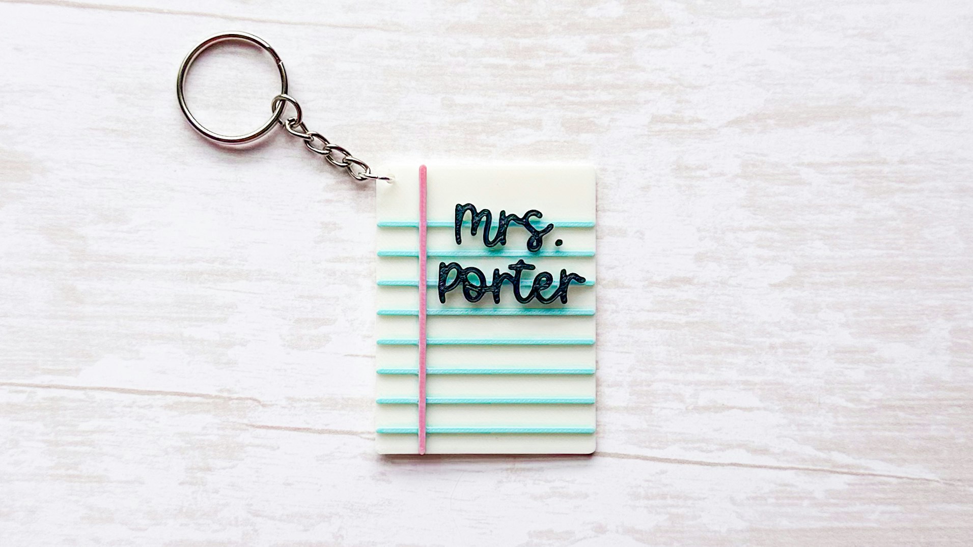 Lined Paper Keychain Badge Reel 3D Print