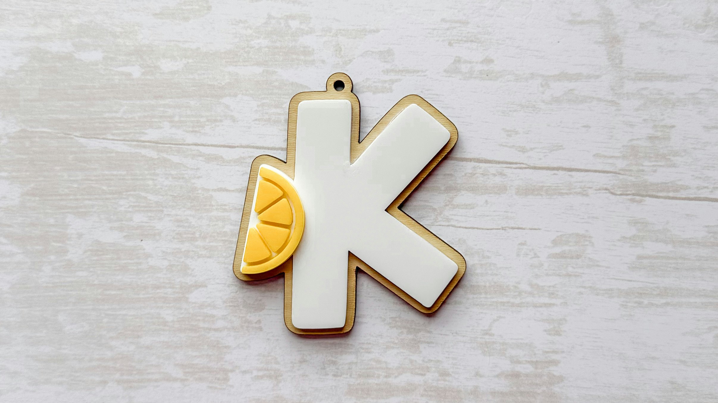 Lemon Orange Initial Key Chain