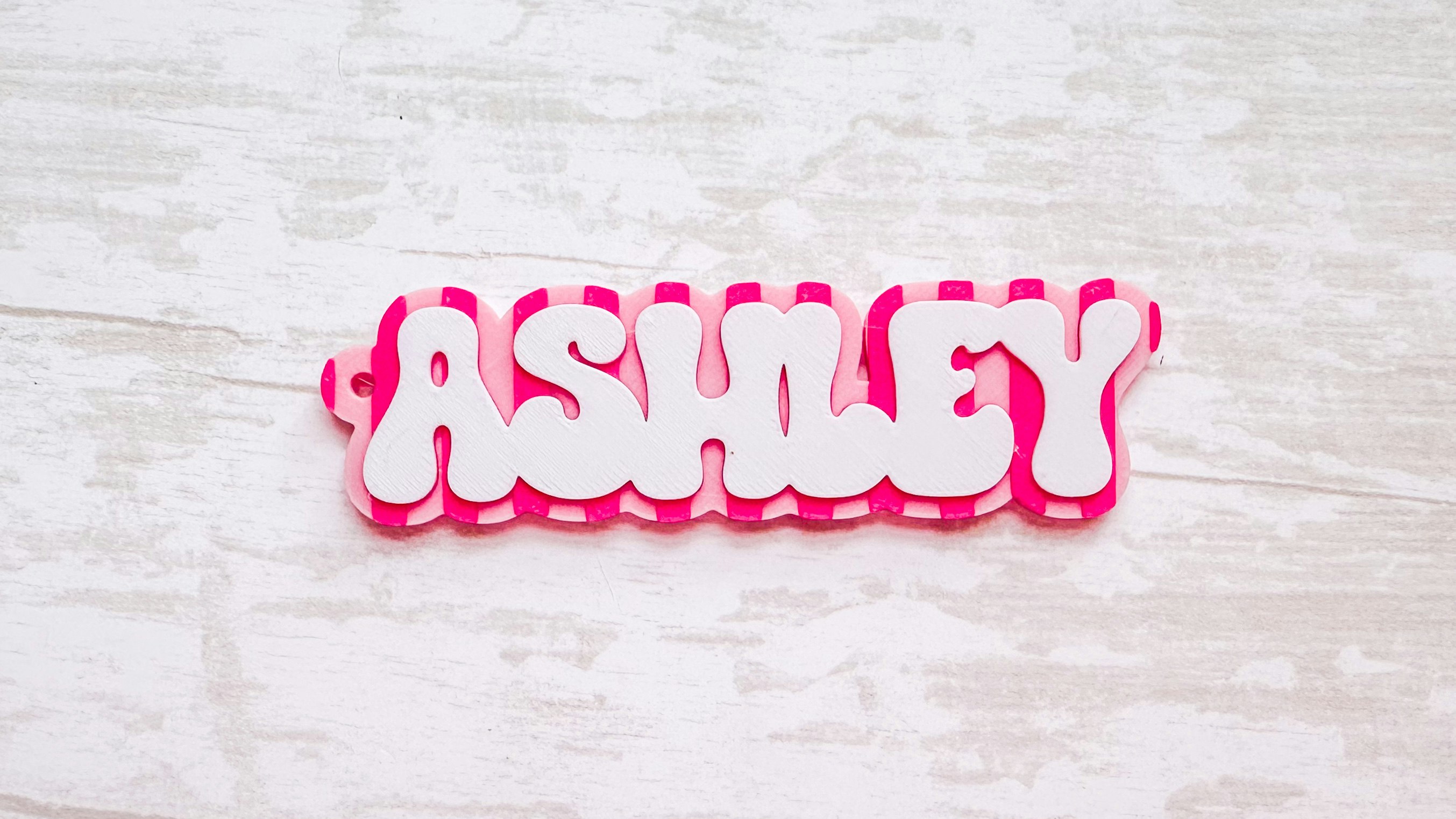 Striped Name Keychain 3D Print