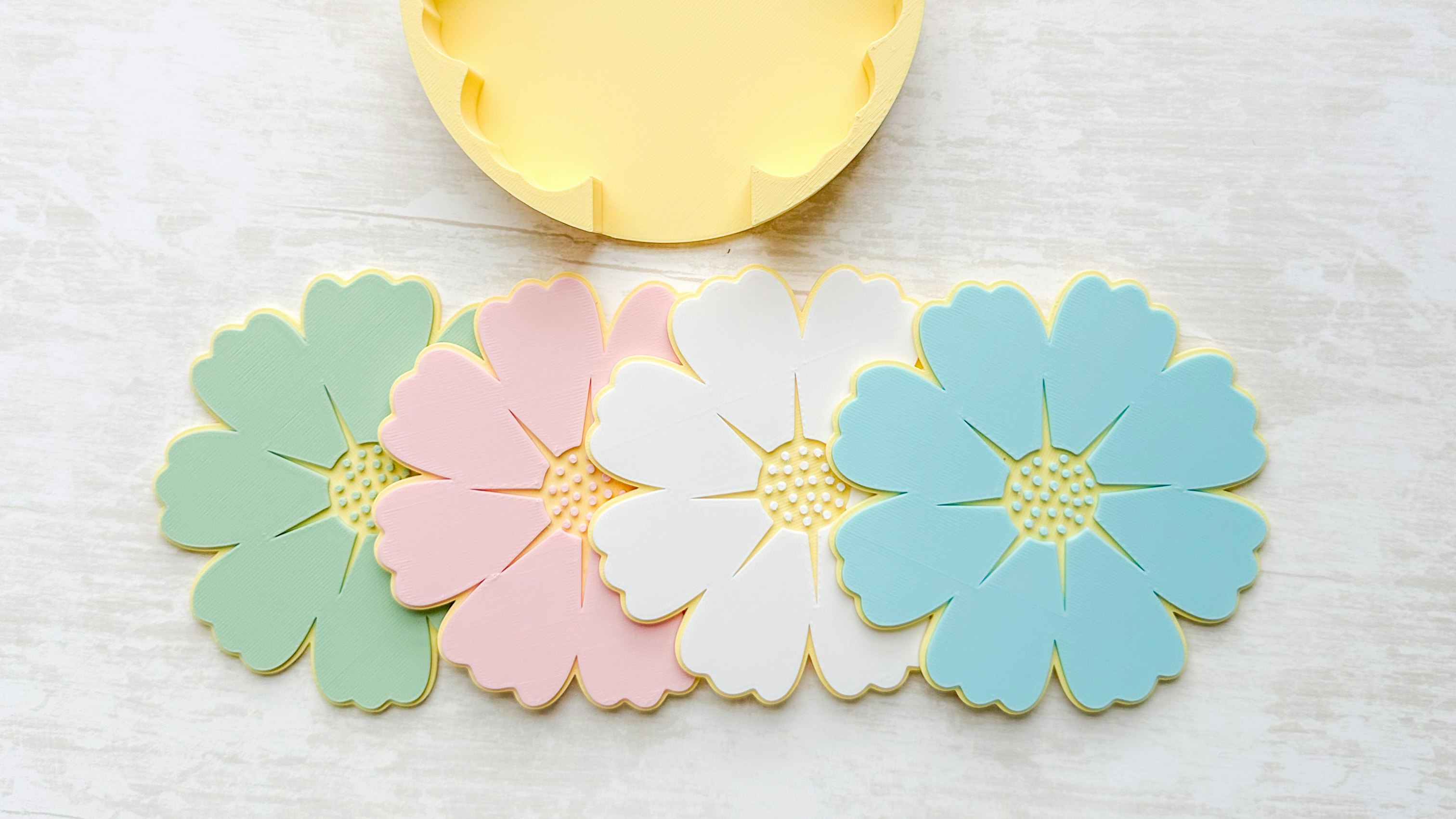 Flower Coaster Set with Holder 3D Print