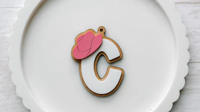 Western cowboy hat initial keychain bag tag