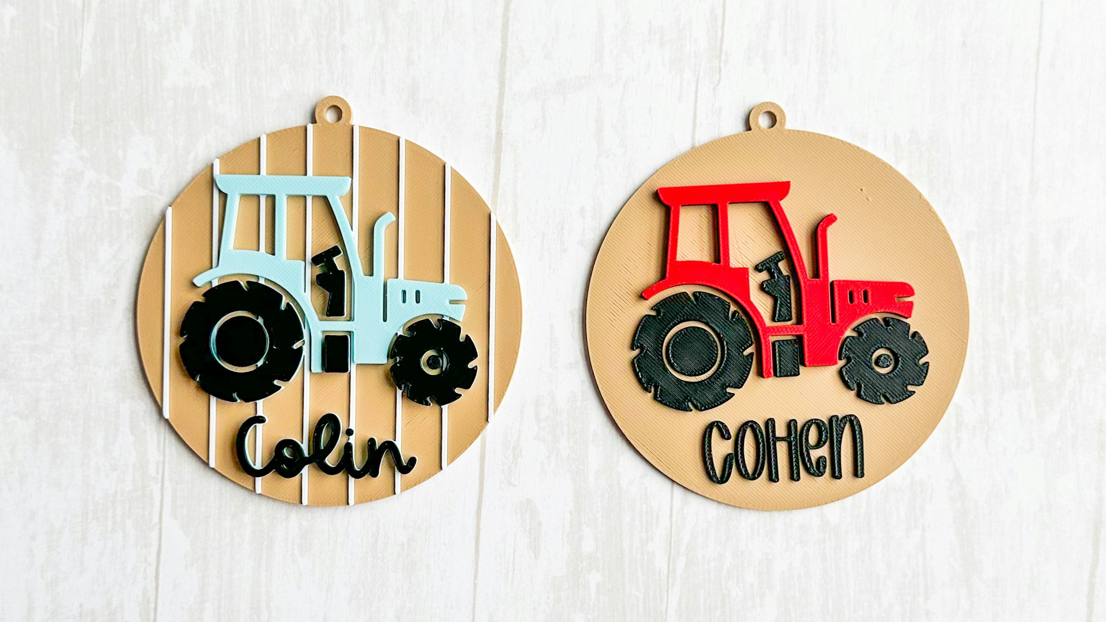 Striped Tractor Name Plate 3D Print