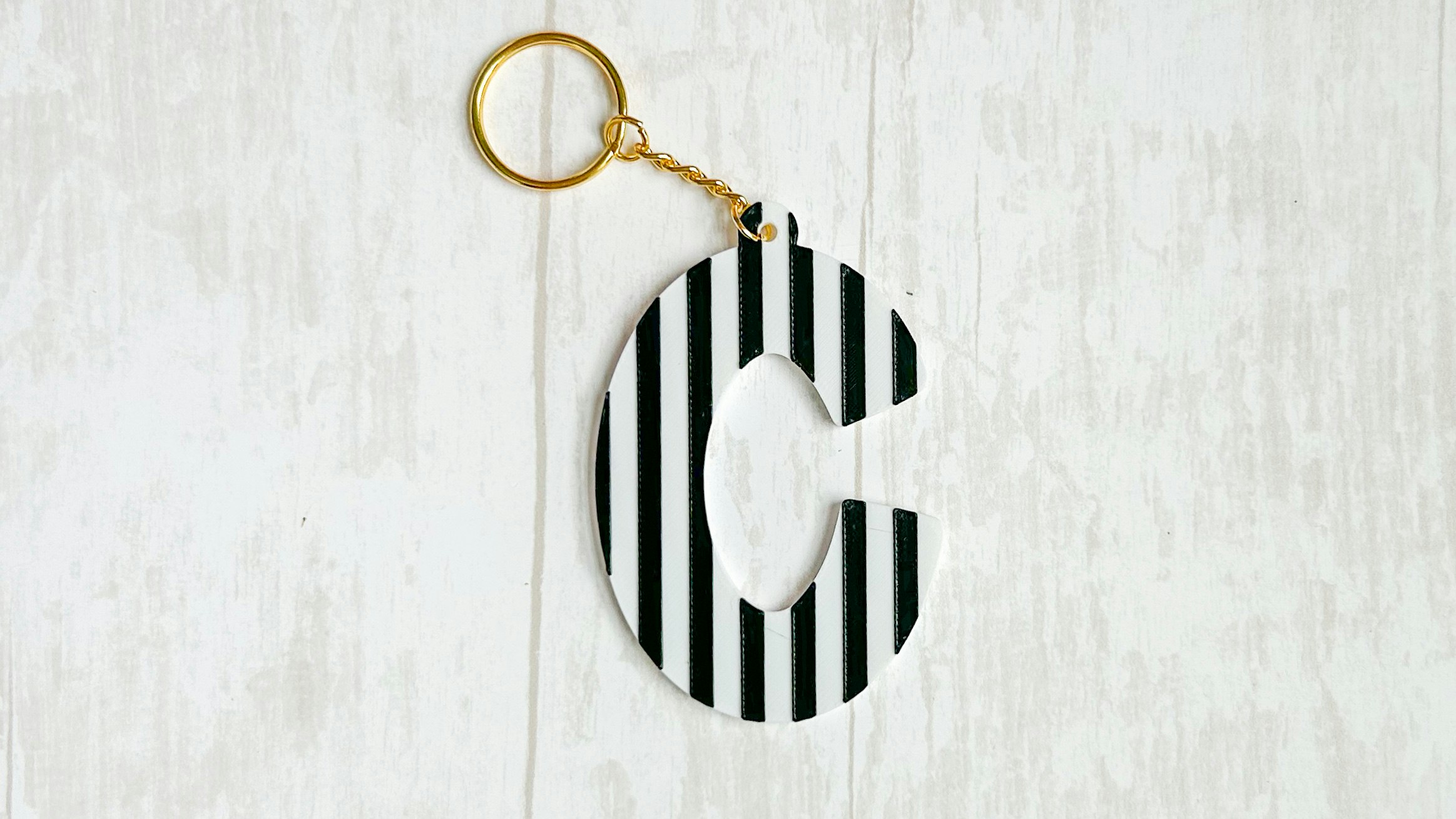 Striped Initial Keychain 3D Print