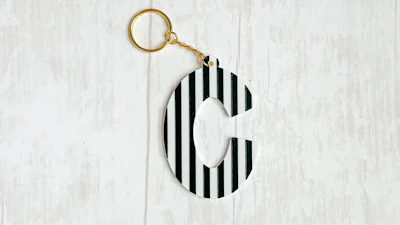 Striped Initial Keychain 3D Print