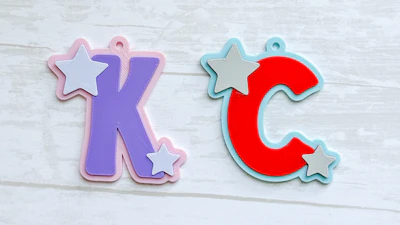 Star Initial Keychain 3D Print