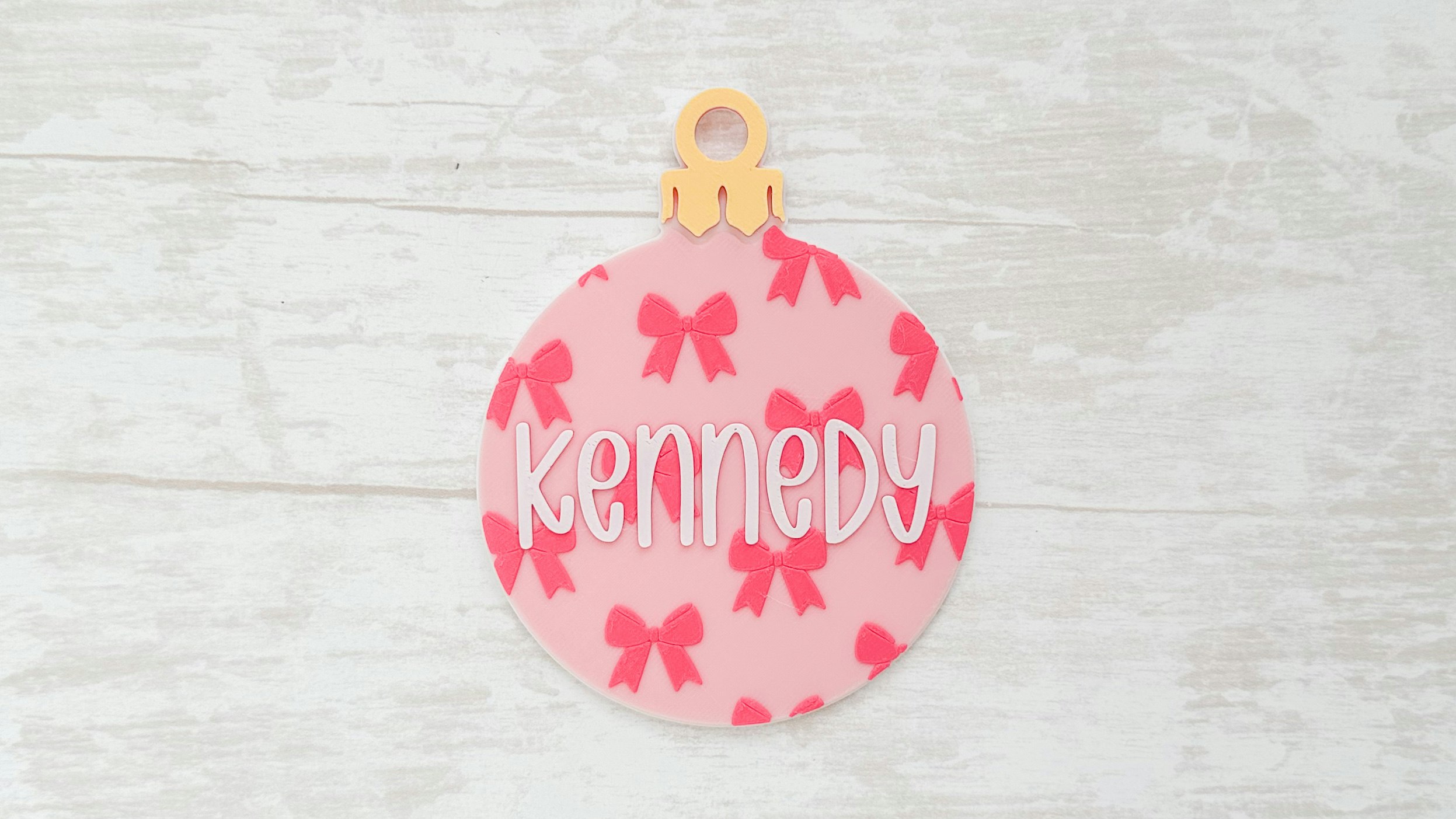 Bow Name Christmas Ornament 3D Print